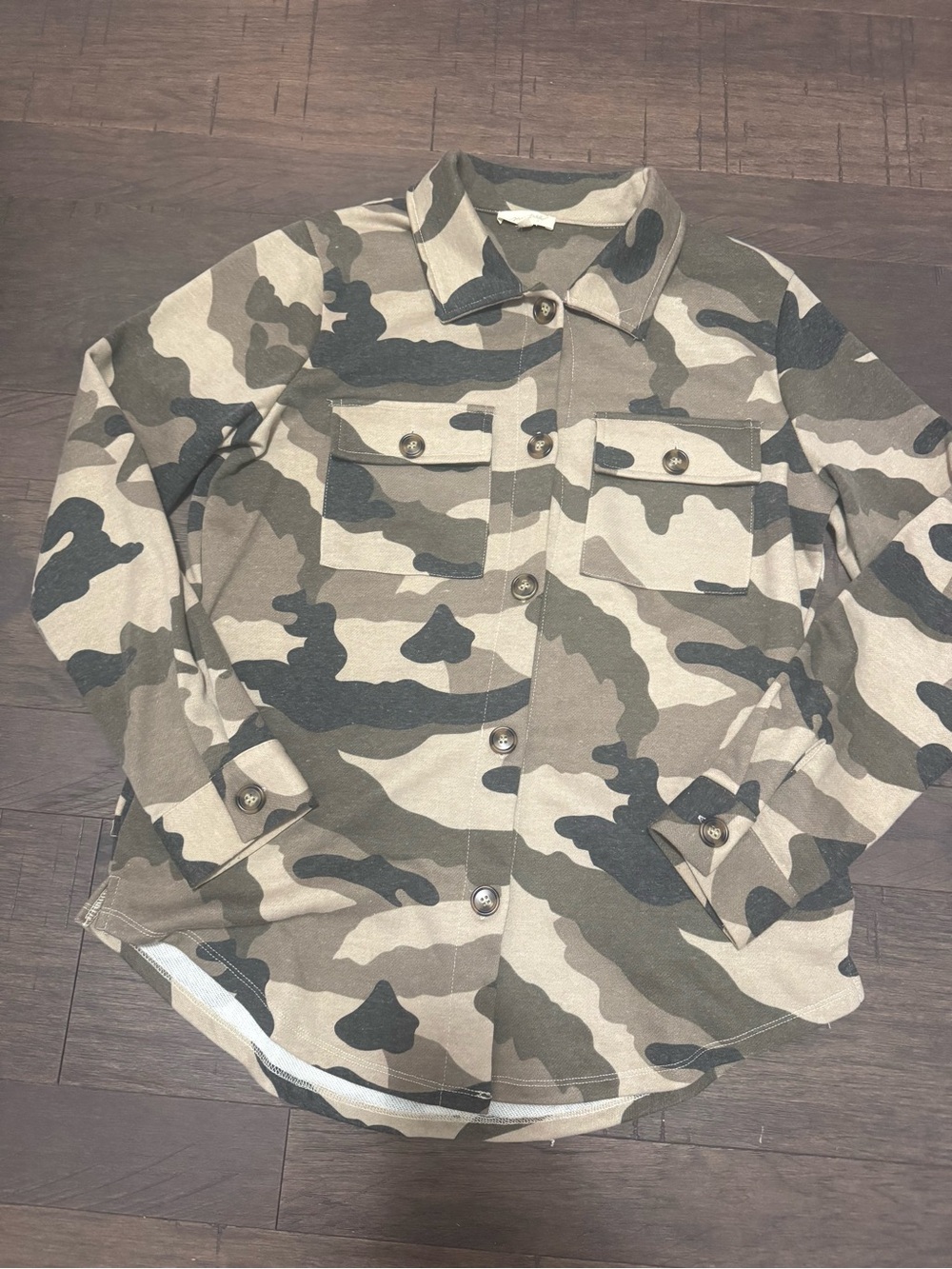 Mystree Women’s Camo Camouflage Button Up Shirt Long Sleeve Pockets Utility L